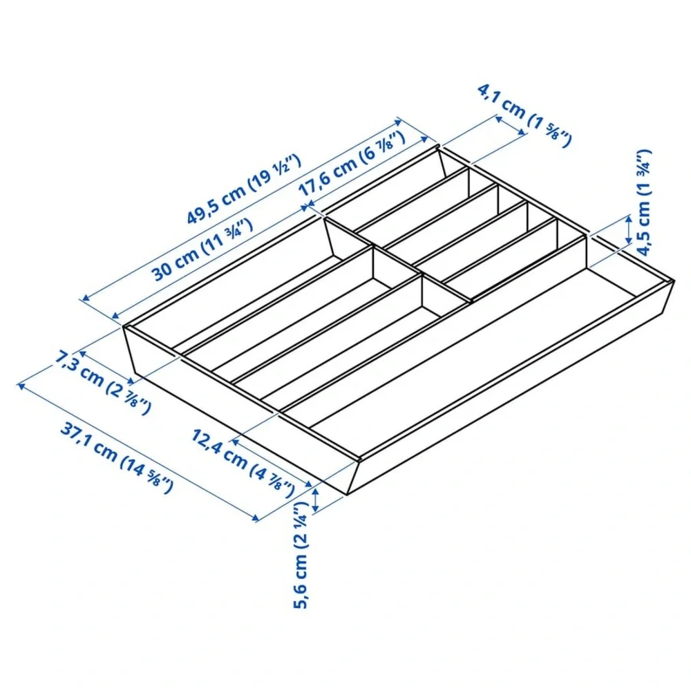 IKEA UPPDATERA Bamboo Flatware Tray Drawer Organizer 15x19.5”